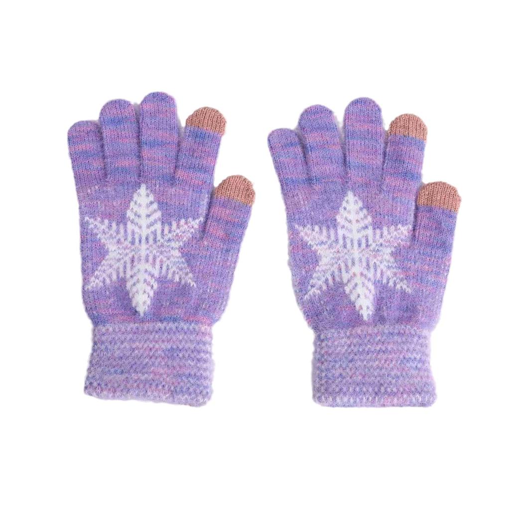 Winter Women's Knitted Plus Velvet Warm Fingerless Cycling and Riding Cute Cold-proof Male Students' Mink Hair Blended Gloves