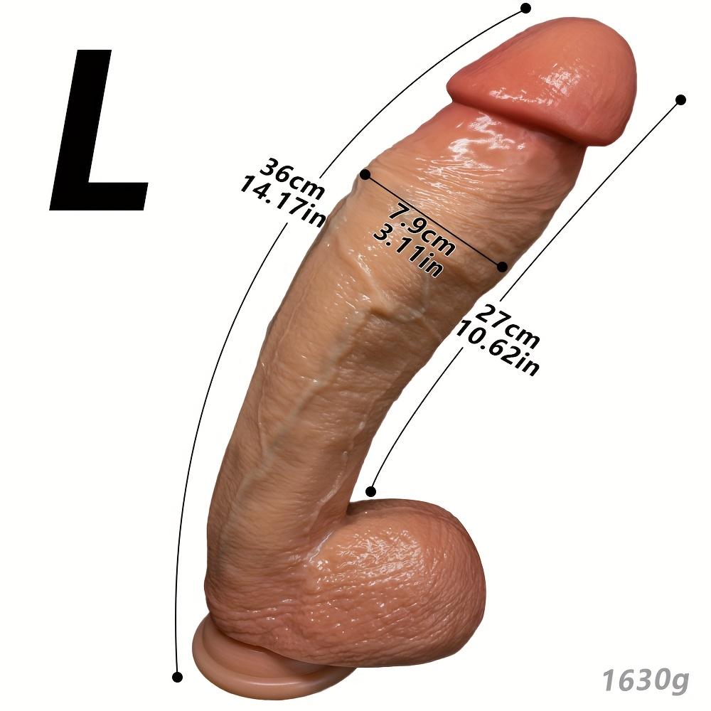 Super Large 14.17'' Dildo with 3.1'' Bulbous Head – Soft Dual Layer Silicone, Suction Cup, for Men and Women