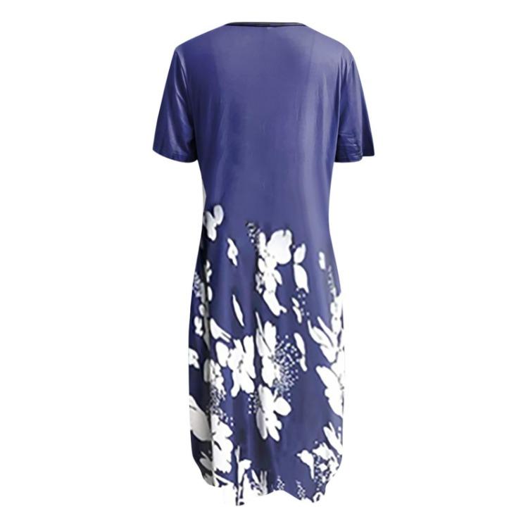 Women's Casual Summer Short Sleeve Pullover Dress Loose Round Neck Fashion Print