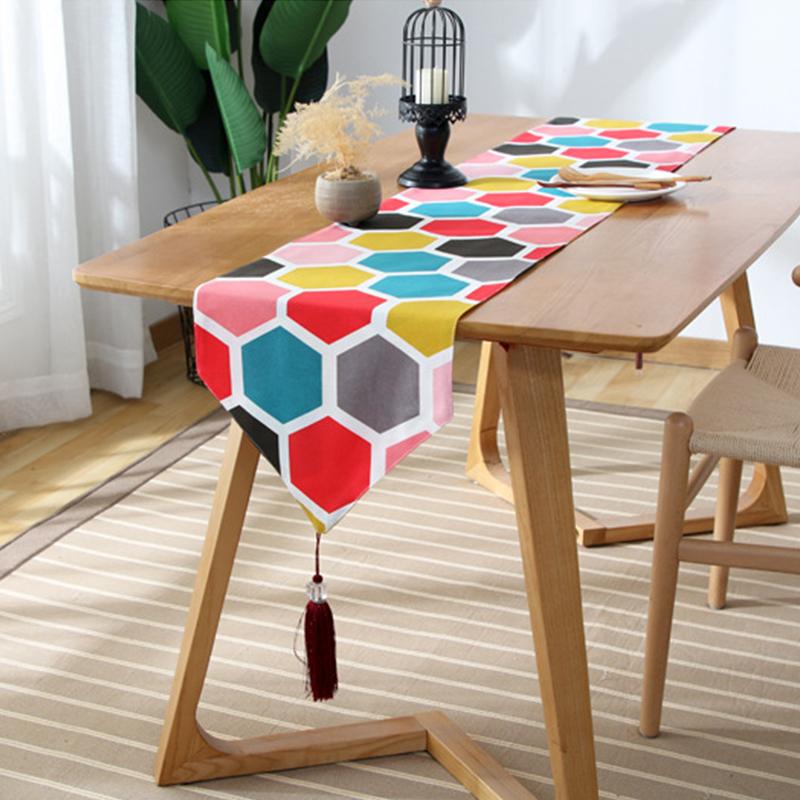 Imitation Cotton and Linen Table Runner Print Multicolour Table Cloth Cover Tablecloth Table Decoration