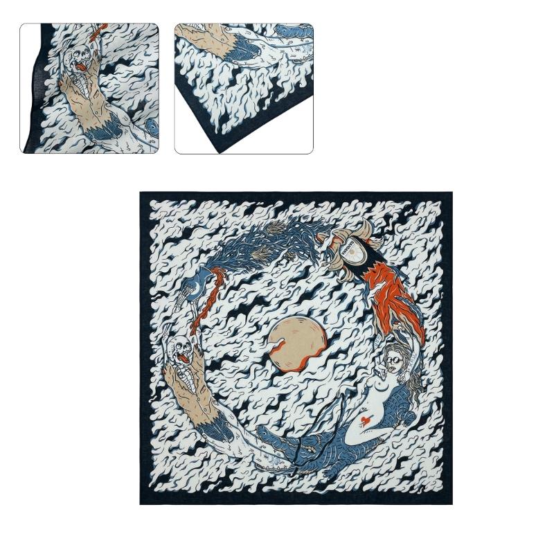 Skull Pattern Digital Print Headscarf for Street Dance Halloween Head Covering Outdoor Activity Hiking Cycling Headscarf