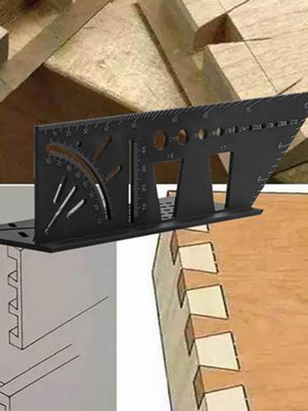 Miter Angle Measuring Tool Beveling Angle Measuring Instrument 90 Degree Line Ruler Carpenter Line Square Measuring Ruler