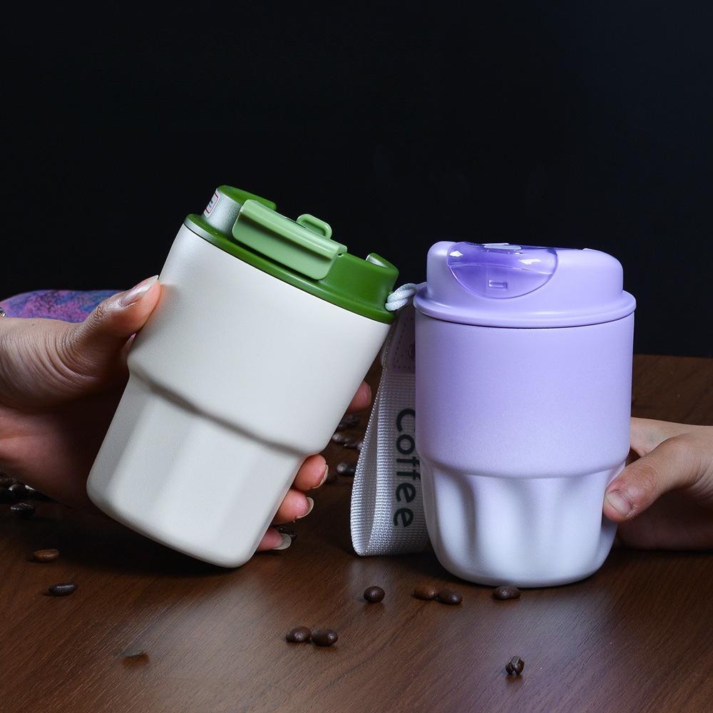 260ml Mini 316 Stainless Steel Insulated Coffee Cup, Leakproof Travel Mug with Flip Lid for Daily Use