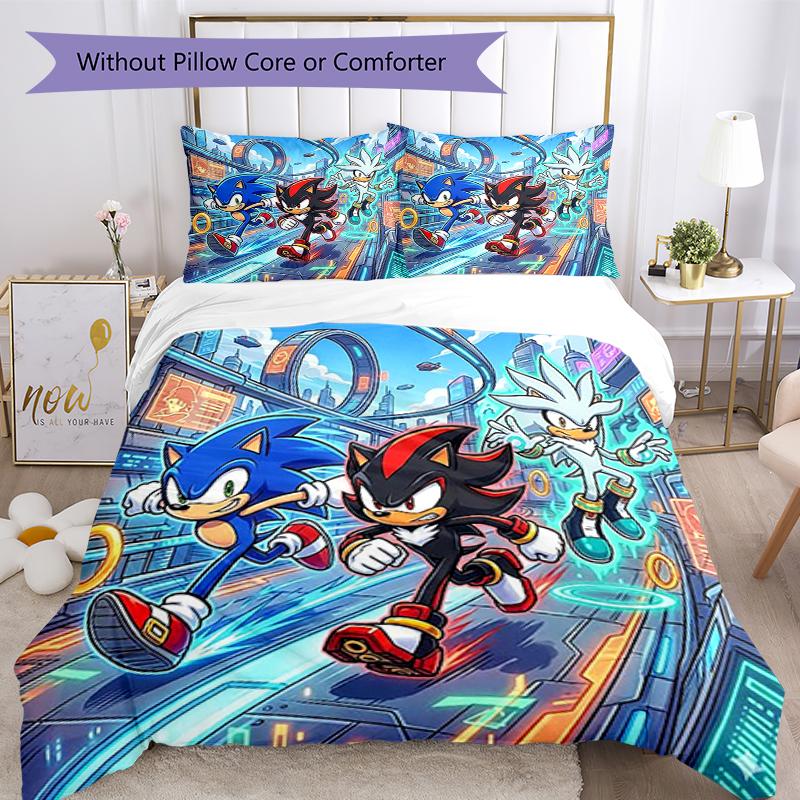 3pcs Sonic Bedding Set Duvet Cover Closure Includes 1 Duvet Cover & 2 Pillowcases, Soft and Comfortable for All Seasons.