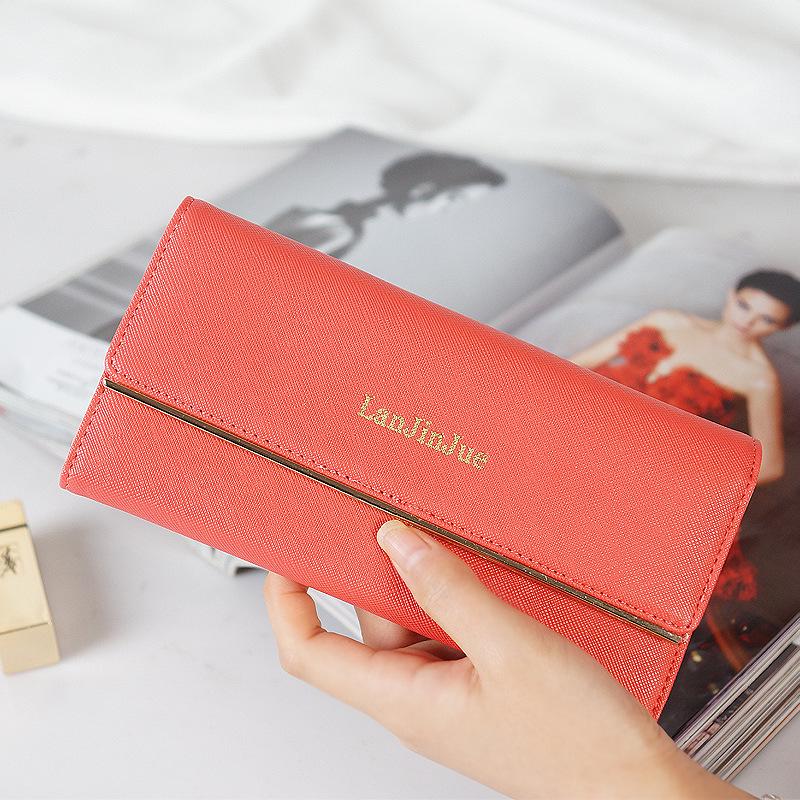 Women's Long Wallet - European & American Style, Multi-Card Slot, Letter Buckle Clutch, Simple Tri-Fold Coin Purse