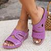 Women's Multi-color Embroidered Roman Wedge Heel Slippers: Plus Size Fish Mouth Sandals with Thick Soles