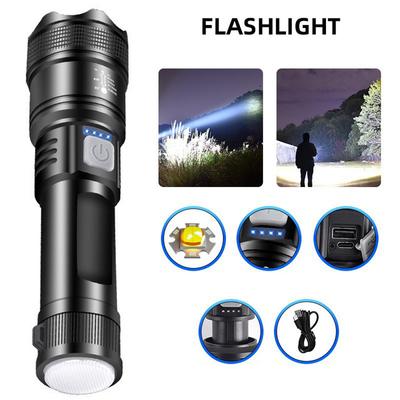 XHP50 High Power Flashlight Power Display Handheld LED Flashlight 2500mAh Powerful Zoom Lamp Mobile Power Bank for Power Outages