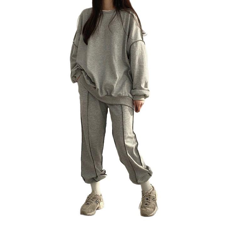 Women's Korean Style Casual Slimming Two-Piece Set - Age-Reducing and Trendy for Spring & Autumn