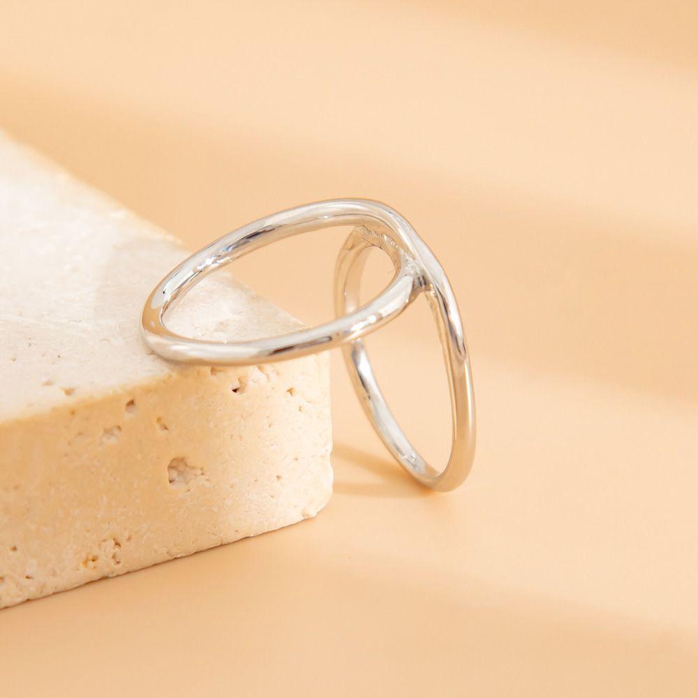 Exaggerate Hollow Out Ring Gold Silver Simple Finger Ring Solid Color Metal Rings  Women