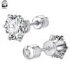 1 Paar trendige CZ-Ohrstecker, vergoldet, rund, Zirkonia, hypoallergen, Ohrstecker aus Edelstahl, 4 mm, 5 mm, 6 mm, 7 mm, 8 mm