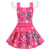 82956 Vestito da bambina a rete senza maniche con stampa 67 e volant