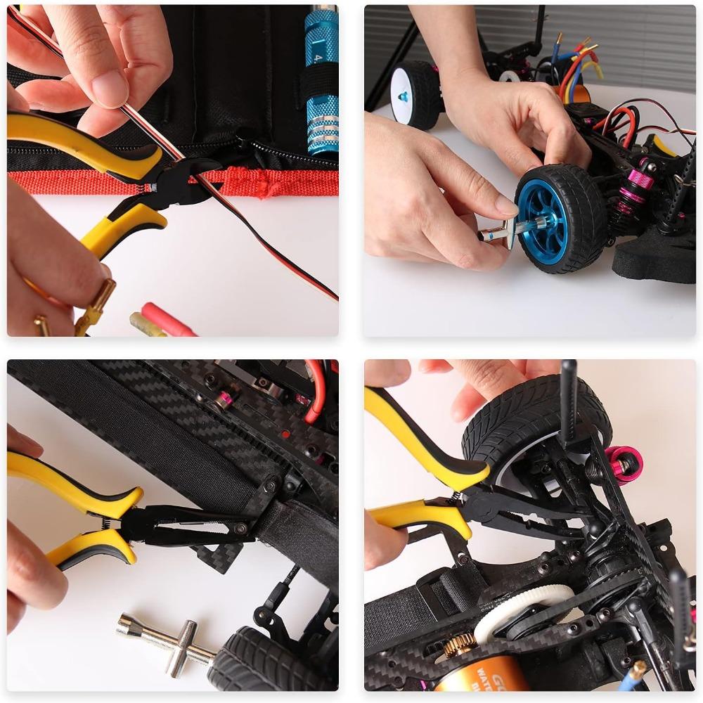 12Pcs RC Car Tools Kits Screwdriver Set (Hex, Phillips, Flat) Pliers Socket Wrench Hobby Tools Kits for Traxxas Arrma RC Car Dro