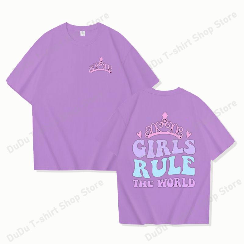 New Girls Rule the World Print T Shirt Female Casual Short Sleeve Tshirt Women Fashion Queen Graphic Print Tops Tees