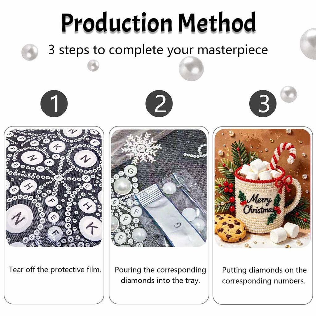 DIY rahmenloses Perlenmalerei-Set Frohe Weihnachten Gemütliche Wohnkultur 3D glänzende Perlenkunst Leinwand Entspannendes Bastelgeschenk für Erwachsene