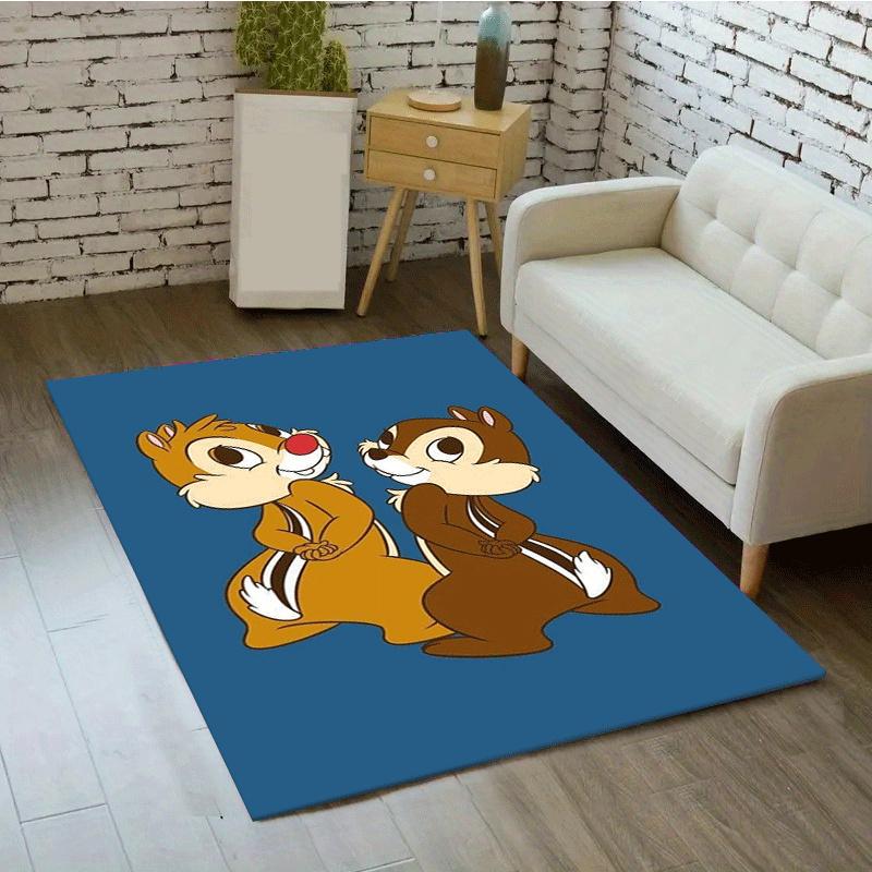 1pc Chip and Dale Pattern Area Rug Soft Flannel Floor Mat for Living Room,Office,Bedroom and Carpet,Sofa Coffee Table Floor Mat