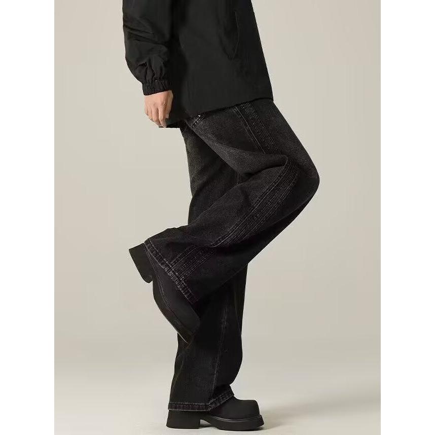 American retro micro-pull jeans men's high street flared pants washed old casual pants trendy literary new models