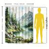 Watercolor Mountain Lake Shower Curtain Natural Landscape Bathroom Decor Featuring Trees And Rocks Waterproof Fabric