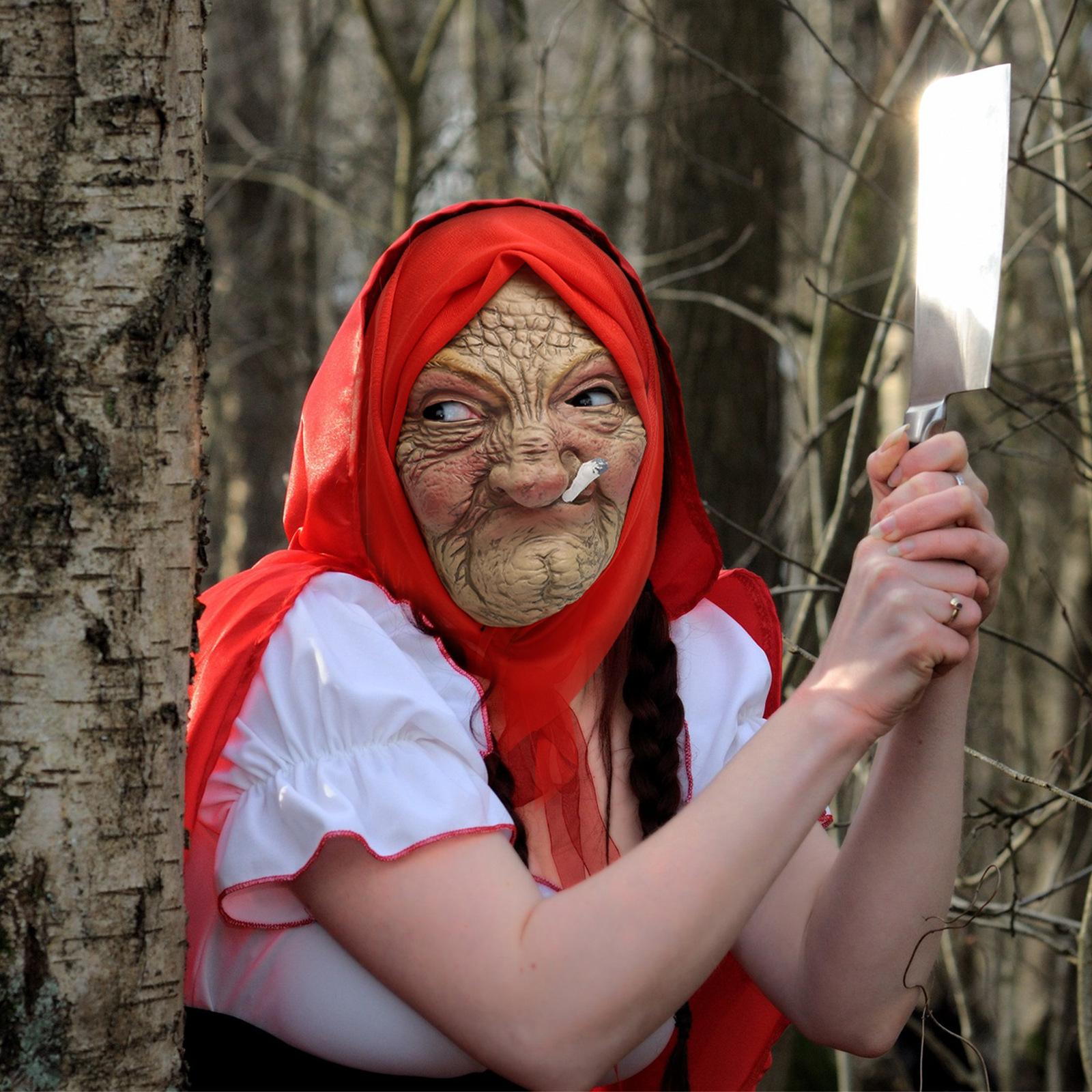 

Маска Курящей Бабушки Латексный Головной Убор Adult size красный