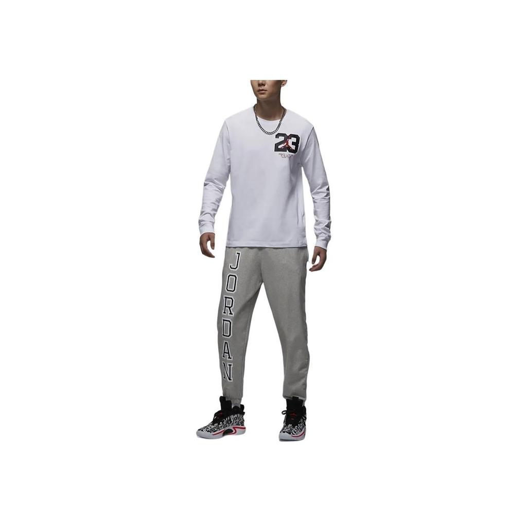 Jordan Sport Dri-FIT Comfortable Letter And Number Print Quick-Dry Long Sleeve T-Shirt Men Tops White FZ1982-100