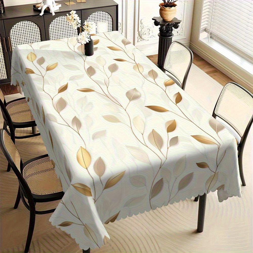 Elegante Gouden Blad Tafelkleed, Rechthoekig met Kwastjes, Perfect voor Eetkamer, Keuken, Feest & Huisdecoratie, Tafel 140x140cm