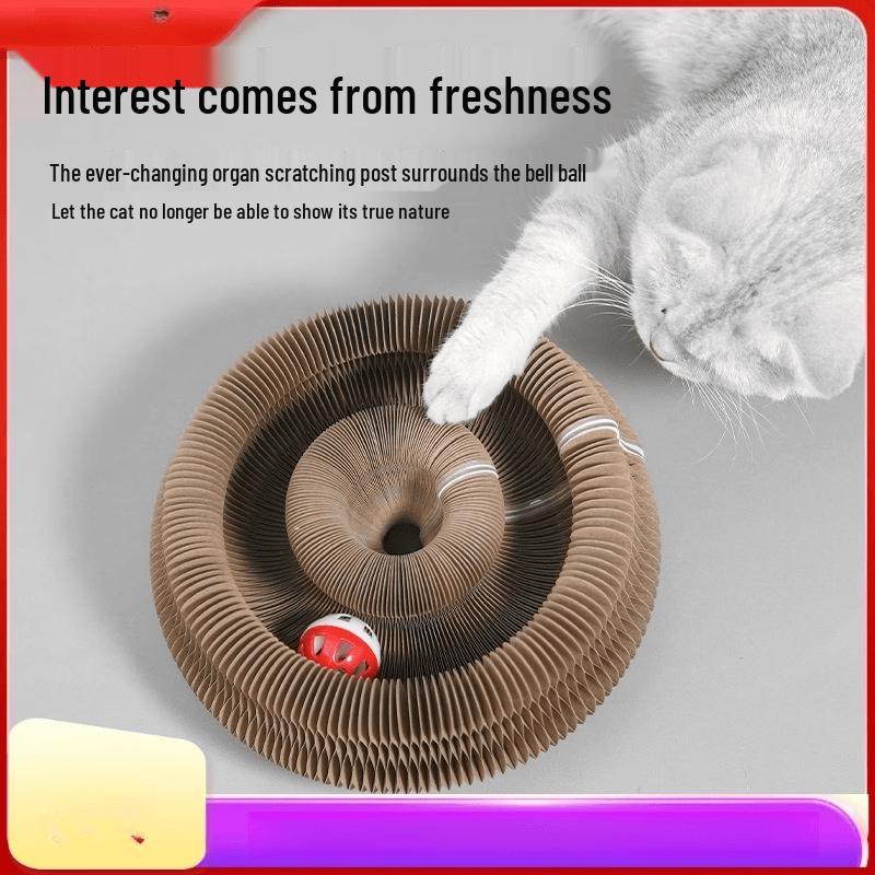Accordion Cat Scratcher Toy with Bell