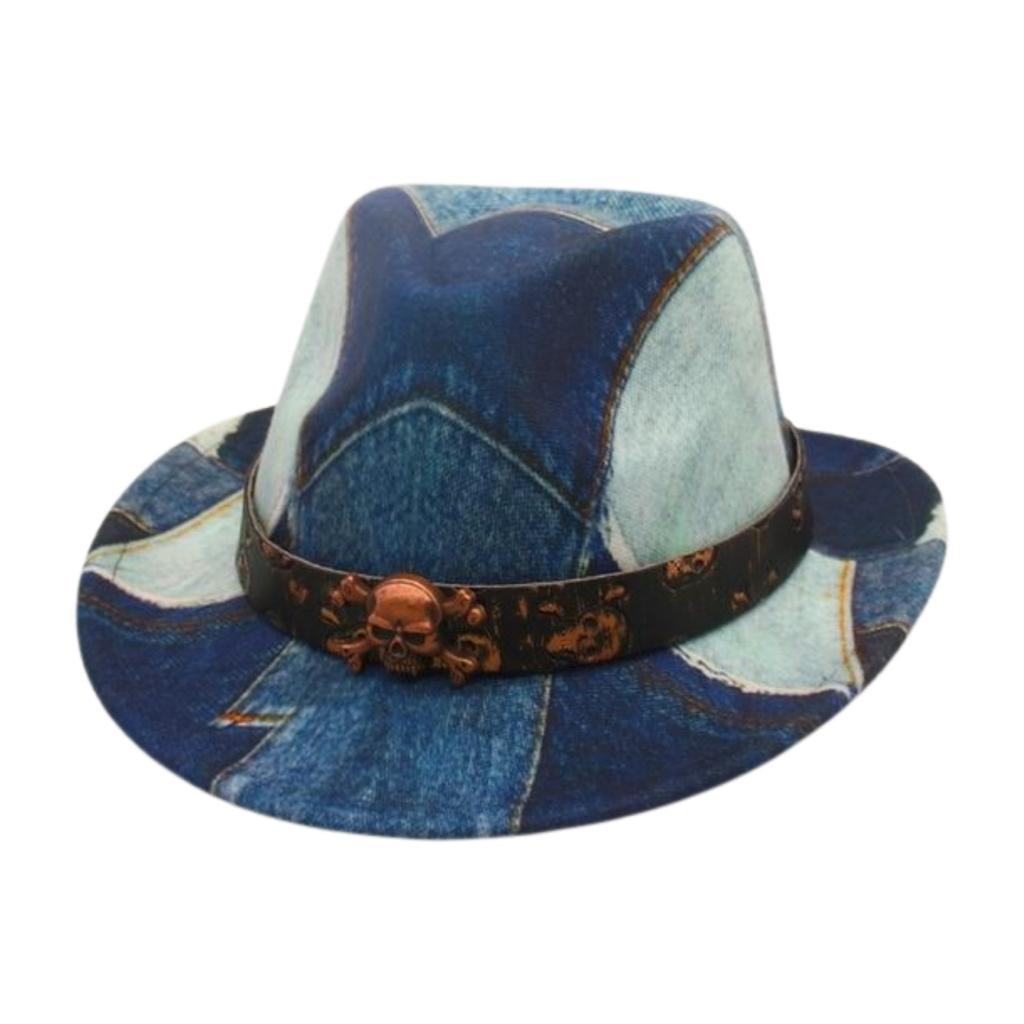 Skull Accessories Vintage Denim Splicing Top Hat Holiday Ethnic Premium Jazz Hat Children'S Hat