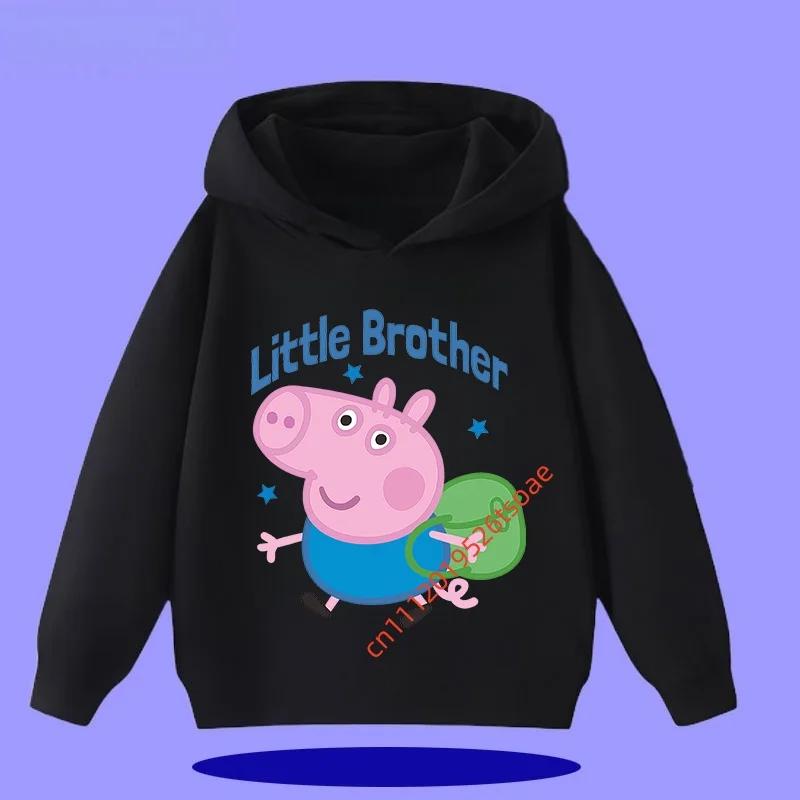 Peppa Pig Children's Hooded Sweatshirt 2026 New Style Cartoon Print Boys' Sport Shirt Girls' Casual Shirt