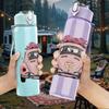 1PC Pink Car Vintage Retro Pattern 750ml Color Plastic Sports Water Bottle Leakproof Flip Straw Lid Suitable for Sports Office Home Use