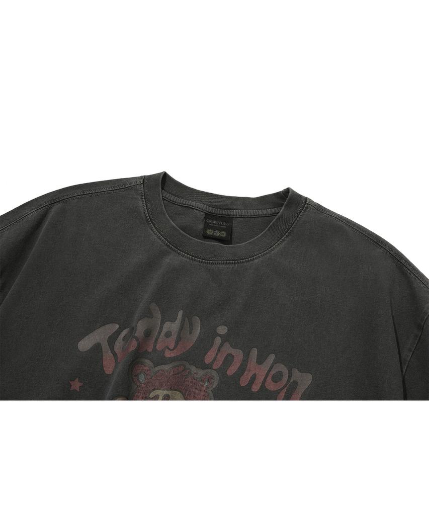 CPGN STUDIO Honey Teddy Pigment Short Sleeve T-Shirt Smoke Black