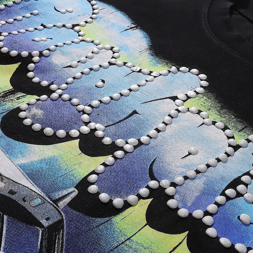 Retro Back to the Future Print Long Sleeve T-shirt Y2K Distressed Streetwear Oversized Top