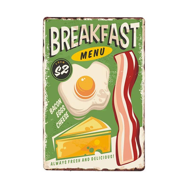 Fried Chicken,Cake,Cheese, Beef Steak Metal Tin Sign Vintage Plate Plaque Iron Painting Pin Up Wall Decor For Restaurant Kitc