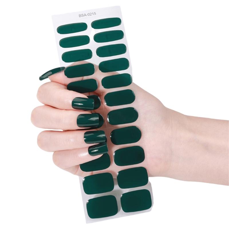 Gel Nail Strips Kit 22Pcs Solid Color Nail Stickers No UV Light Needed Easy Application for Home Travel Party Wedding