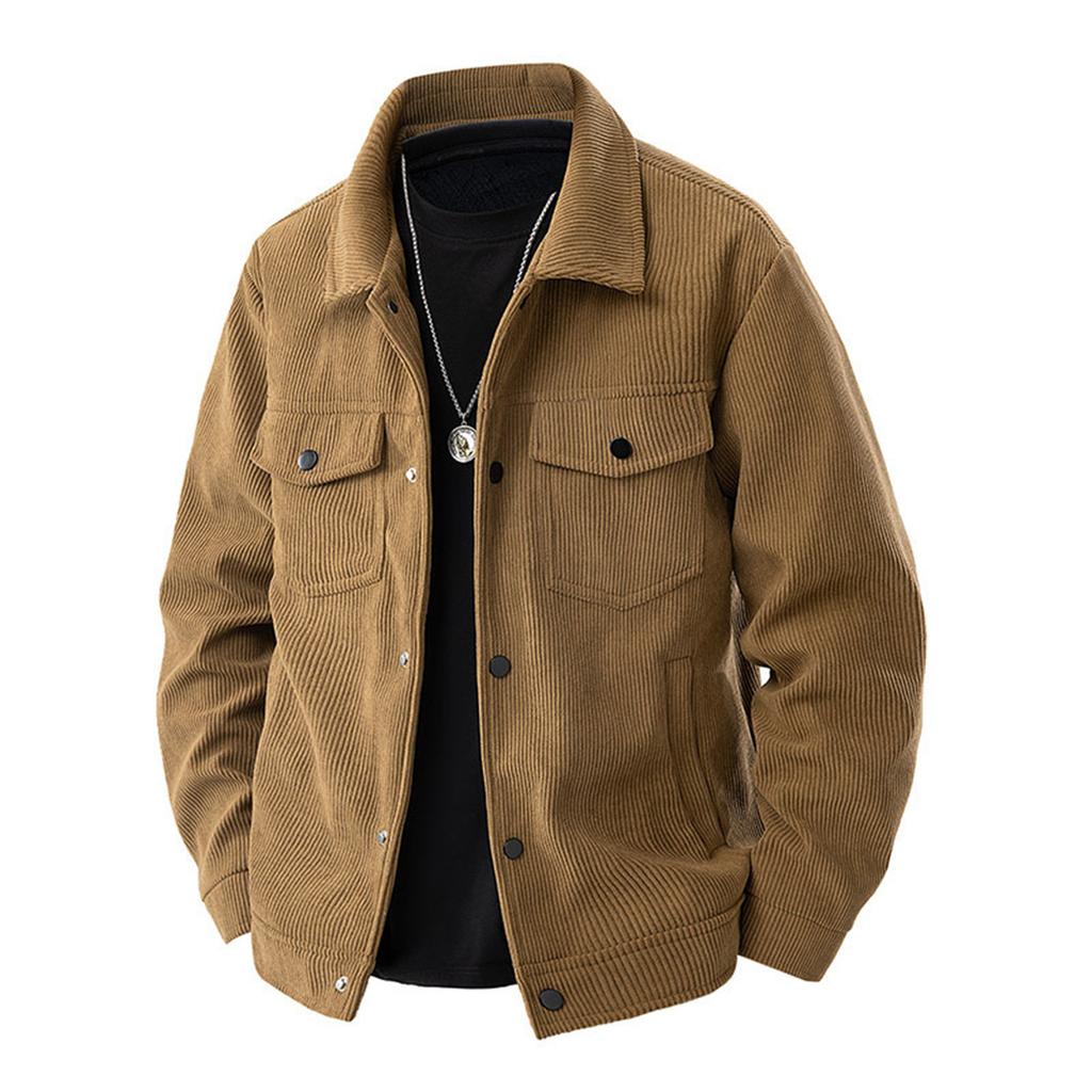 Men's Solid Color Jacket Retro Trend Casual Versatile Lapel Workwear Top