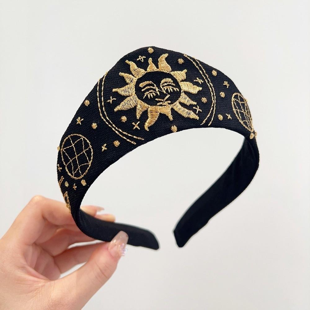 Floral Embroidery Crown Headband Elastic Hair Band New Hairpin Headband  Hair Accessories