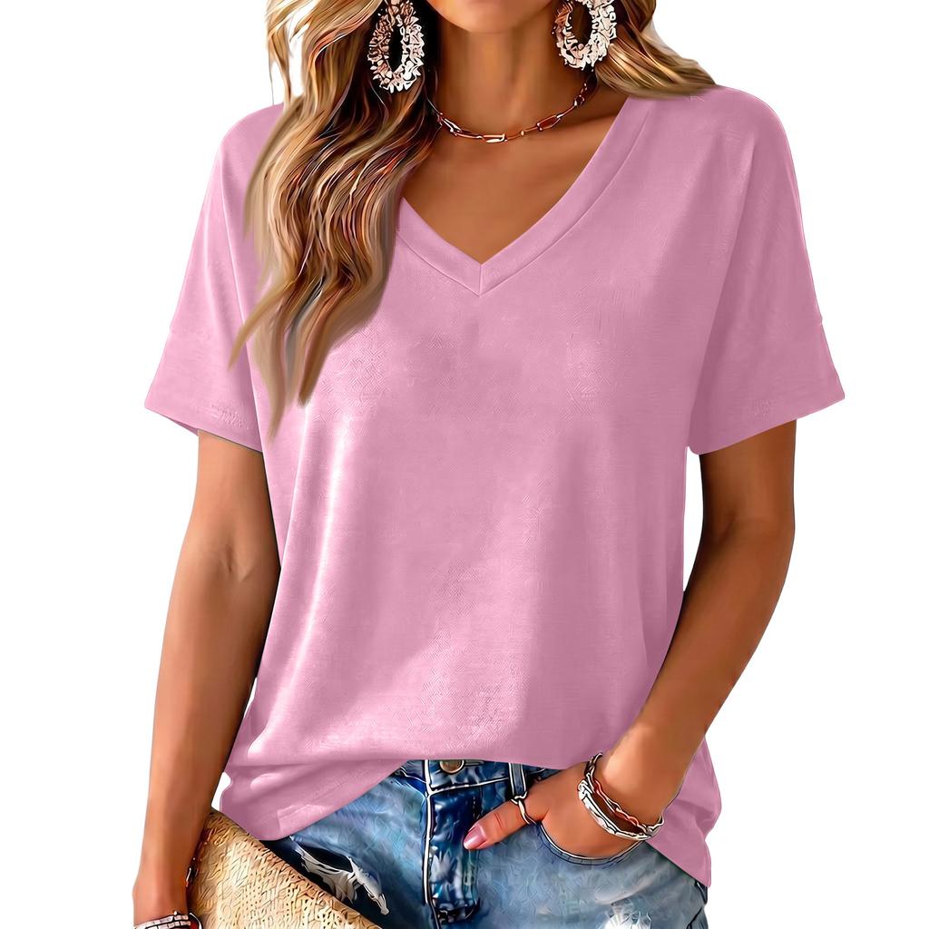 Women's V-Neck Printed Blouse, Lightweight Spring Summer Top