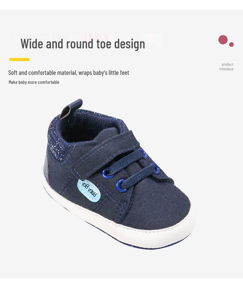 Stylish Lace-Up Baby Walking Shoes (0-1 Year) - Spring/Autumn, Non-Slip Canvas, Soft Cloth Sole, Wear-Resistant Toddler Shoes.