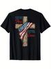 Stand for the Flag Kneel for the Cross Patriotic Christian T-Shirt - American Fl