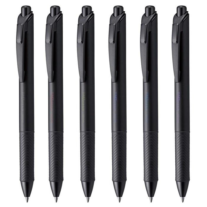Pentel EnerGel Gel Pen - 0.7mm - Black Colors 6-Pack (BL77A-6)