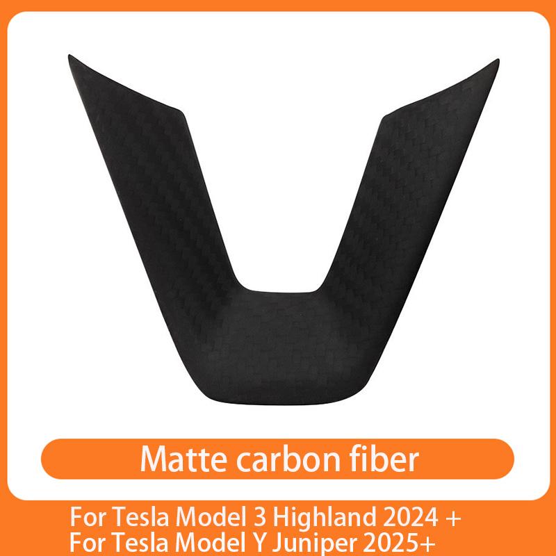 AITESLCAR Real Carbon Fiber Steering Wheel Sticker for Tesla Model Y Juniper Model 3 Highland Toray Carbon Fiber Patch Matte Carbon