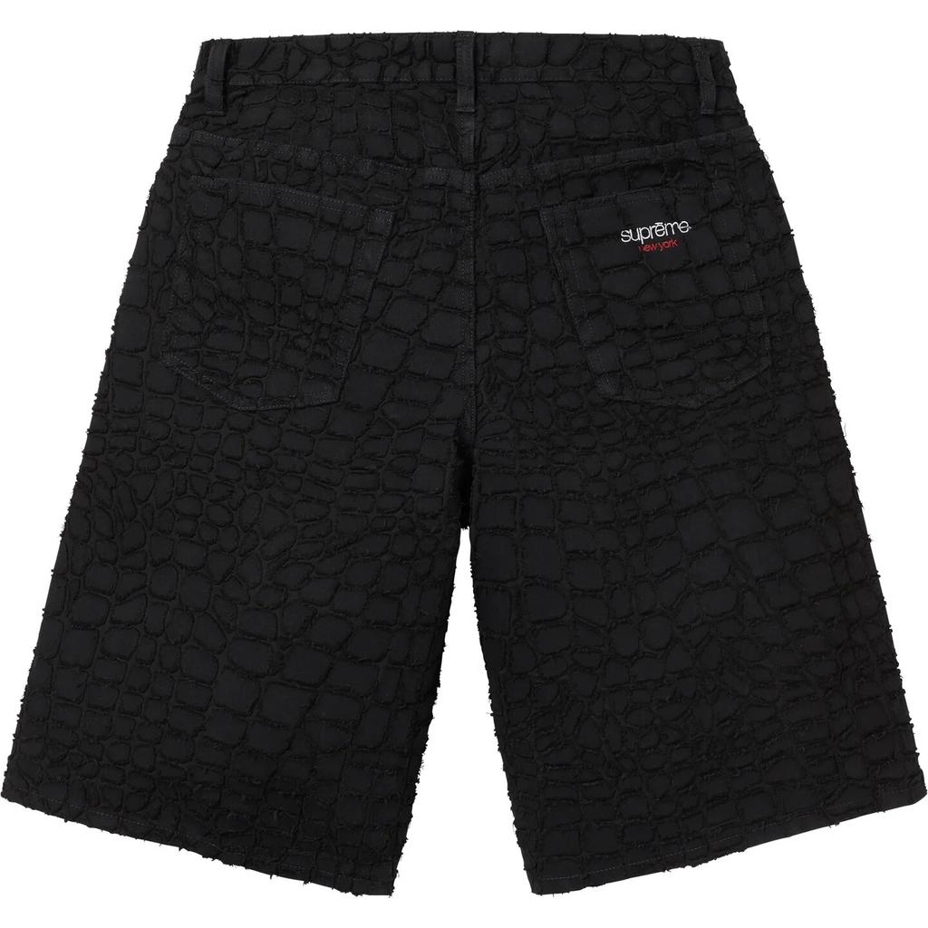 Supreme Frayed Croc Baggy Denim Short Black
