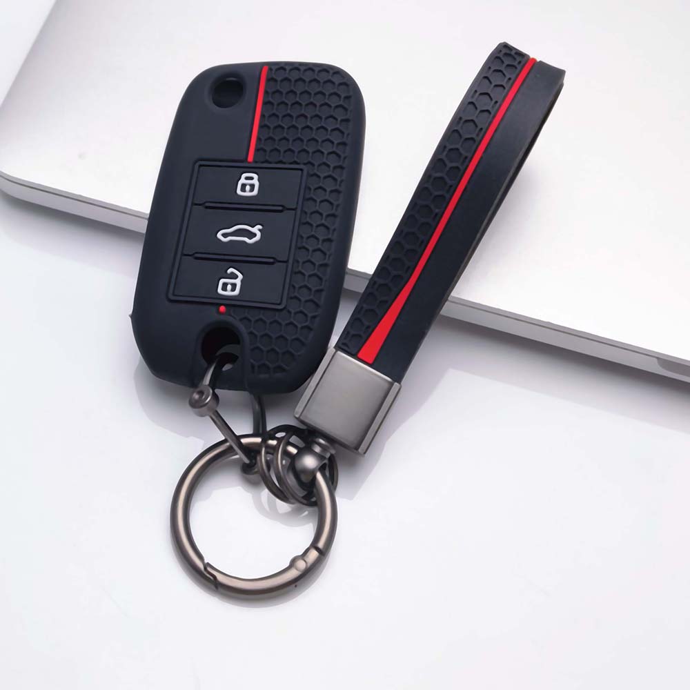 Silicone Key Cover With Keychain For MG ZS HS MG5 MG6 MG3 For Roewe RX5 RX3 I5 3 Button Flip Remote Key Fob Protector