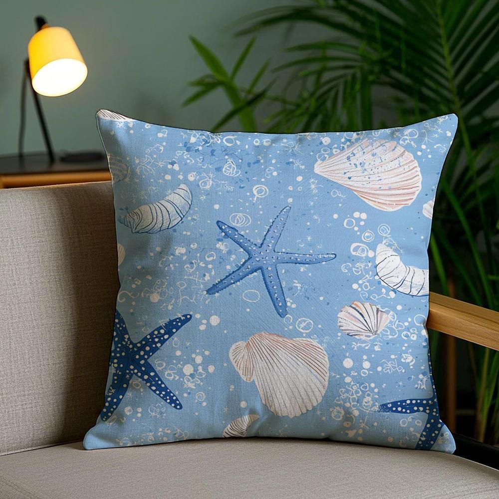 Ocean Animals Cushion Cover Soft Short Plush Double-Sided Printing Home Decor Machine Washable Pillow Case Gift