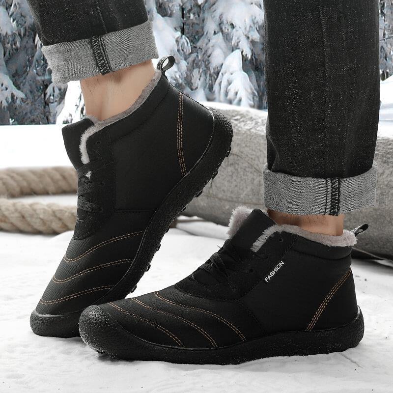 Men Warm Fur Waterproof Rain Boots Shoes
