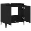 Black Oak Bathroom Sink Cabinet, Triangular Black Legs, Large Storage Space, 58x33x60 Cm Made of Particle Board.