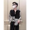 New Chinese Style Loose Tie-Dye Long Sleeve Shirt Men's Fashion Design Summer BF Trendy Patchwork Fake Two-Piece Button Shirt
