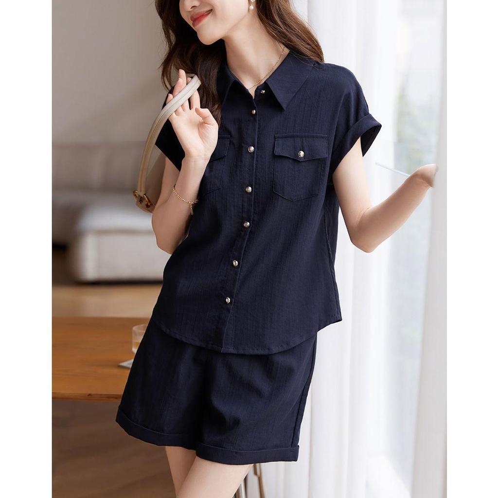 Chic Women's Two-Piece Summer 2026 Set: Loose Fit, Short-Sleeve Top & Wide-Leg Shorts