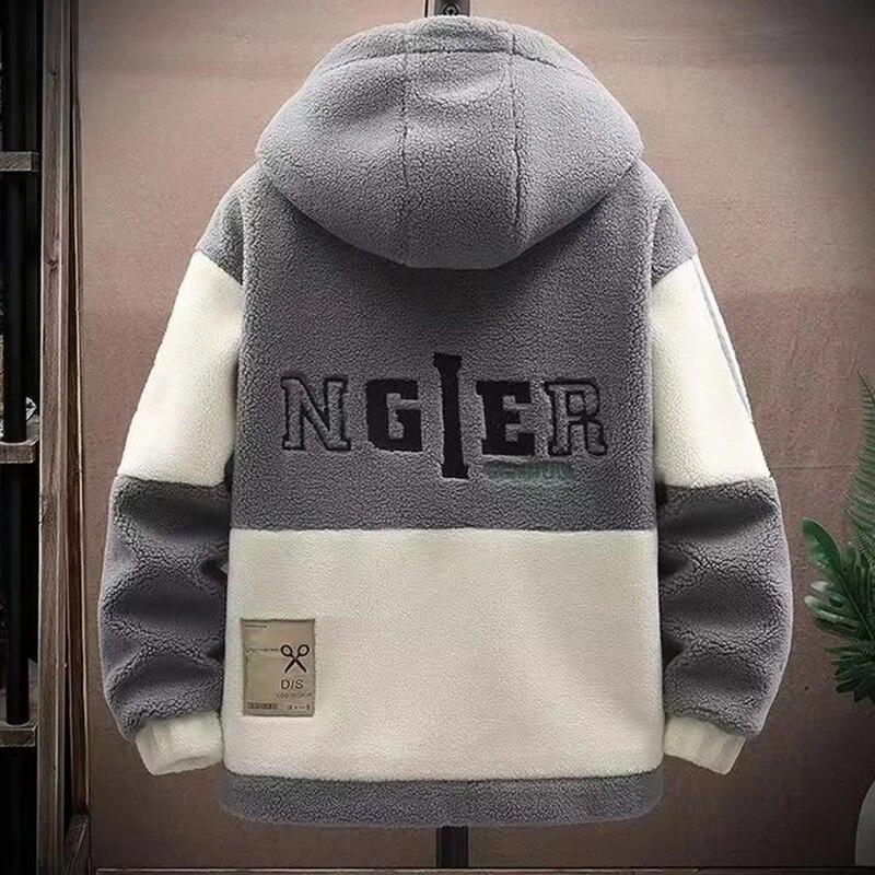 Autumn Winter Men's Jackets Korean Fashion Streetwear Harajuku Winter Hooded Jackets Casual Men Clothing Wool Jacket Warm Jacket