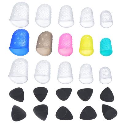 25 teile/los Gitarre Picks Kit Volle-größe Silikon Fingertip Abdeckung Gedrückt String Finger Schutz