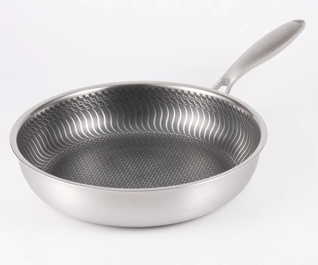 

Whole Body Tri-Ply Stainless Steel Frying Pan316 Stainless Steel Wok Pan Double-sided Honeycomb Skillet Suitable for All Stove Outer diameter 28cm