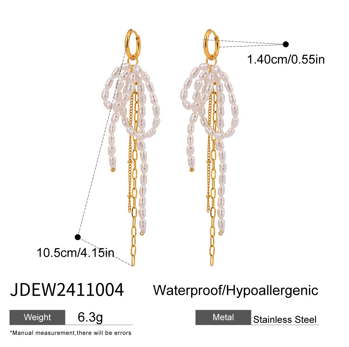

Youthway Elegant Versatile Gold Plated Stainless Steel Imitation Pearl Bow Tassel Earrings Anti Allergic Women Chic Jewelry